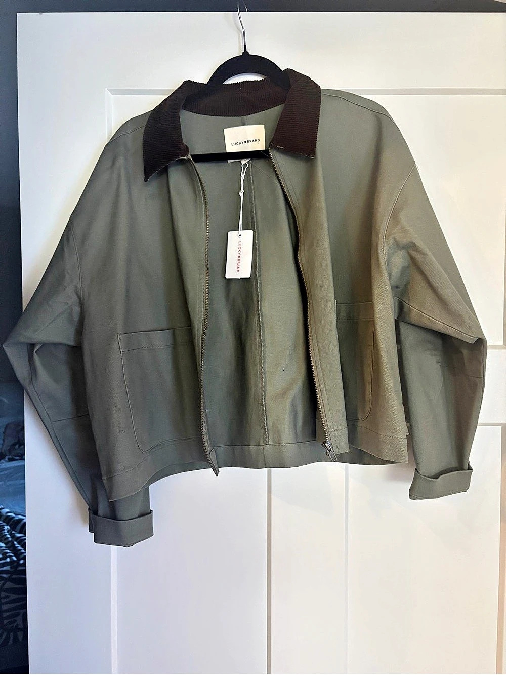 Lucky Brand Canvas Utility Jacket Green & Brown Size Large